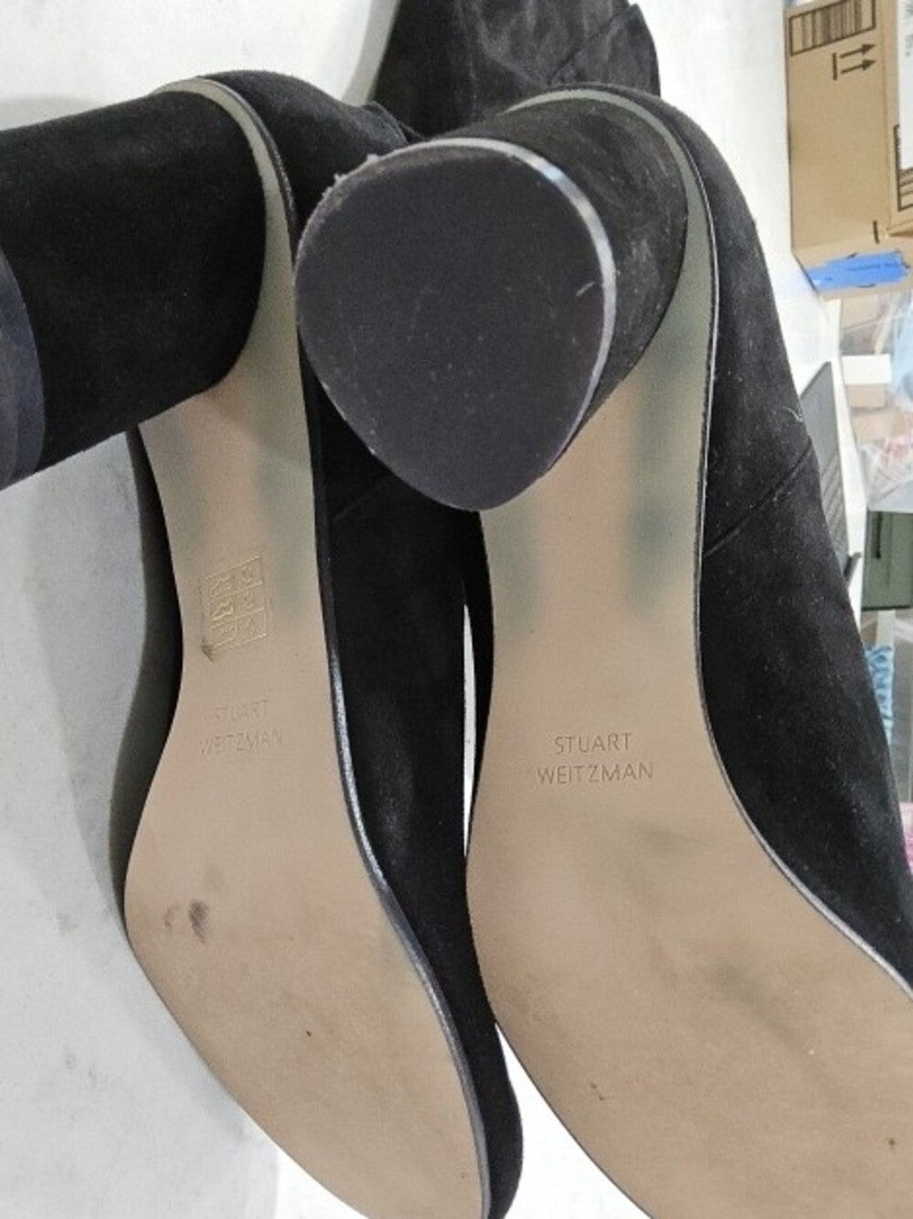 Stuart Weitzman Black Block Heel Boots - Picture 3 of 5